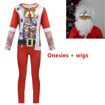 

Christmas Santa Claus Costume Children's jumpsuit wig Set With Beard Hat Pants Novelty Costume Clothes Suit Cosplay Christmas