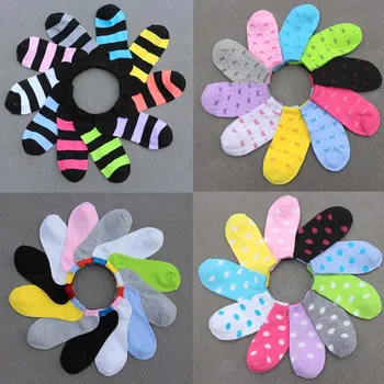 

10 Pairs Adult Women's Stripe Printed Patchwork Low Tube Casual Socks W830