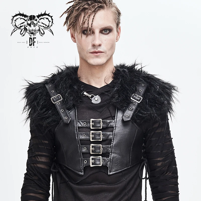 Personalized Men's Punk Rock Fur Collar Vest Fashion Gorgeous