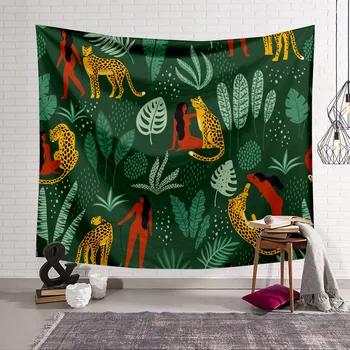 

Leopard Plant Tapestry 3D Printing Tapestrying Rectangular Home Decor Wall Hanging 06