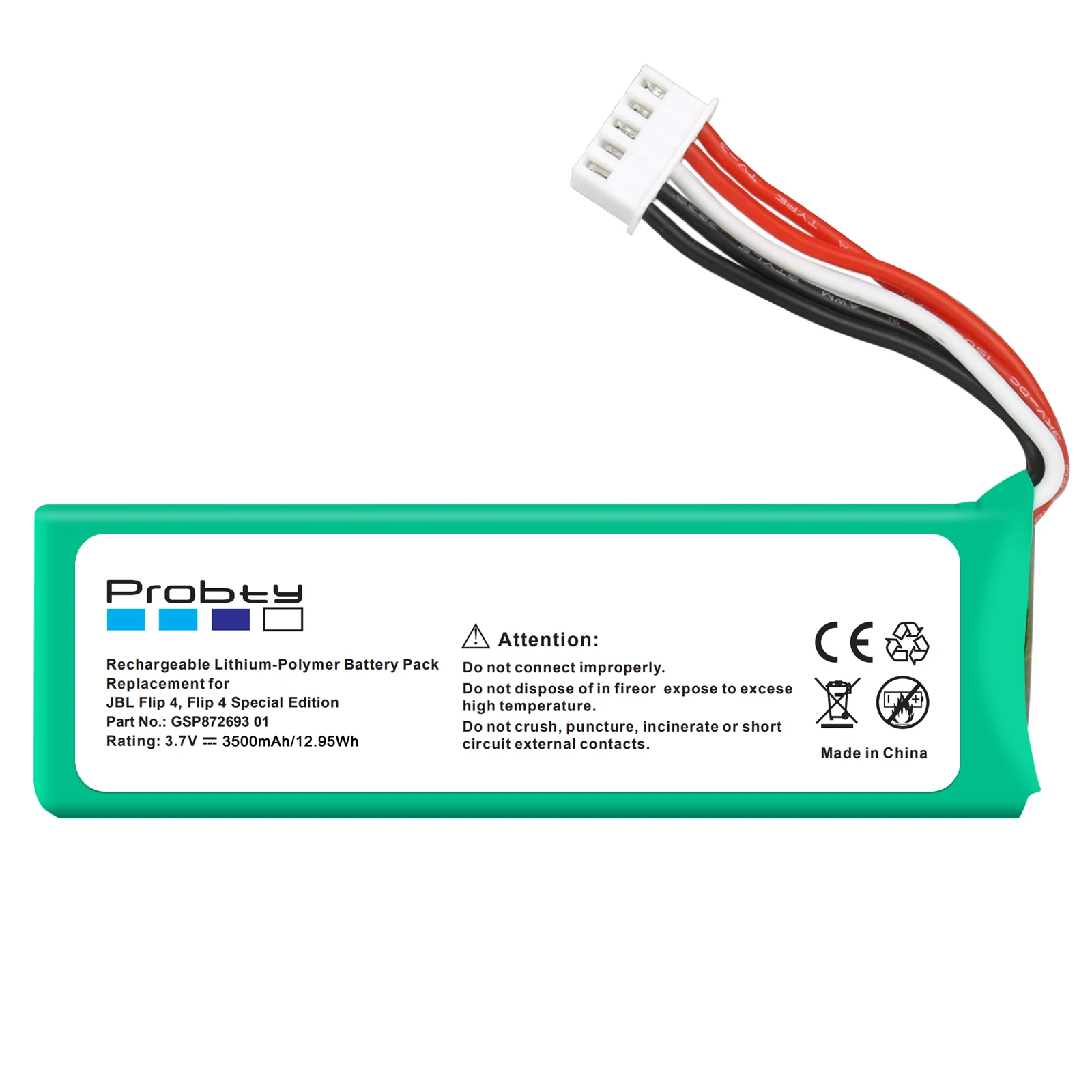 Batteria per altoparlante JBL Flip 4, Flip 4 Special Edition 2.000.000 3.7V 3500mAh GSP872693 01 43