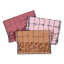 WZCX/Клетчатый Детский шарф с кисточками в Корейском стиле; сезон осень-зима; Повседневный Детский Теплый шарф-шаль унисекс