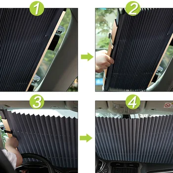 

Car Retractable Curtain UV Protection Aluminum Foil Front Windshield Visor Shade B88