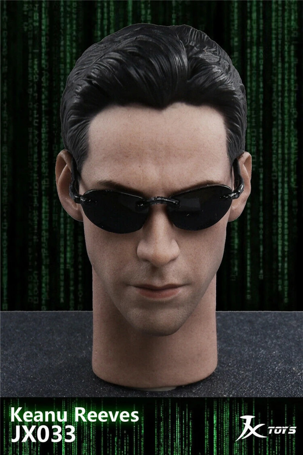 JXTOYS 1/6th солдат матрица имперский Kinu Ривз Глава Резные резьба по дереву с очками коллекционные игрушки аксессуары вентилятор