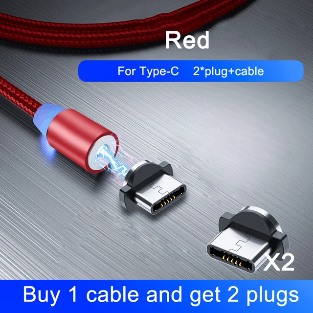 OKZ 2M Magnetic Cable Micro USB Type C Charger For Android Phones Fast Charging Magnet Charge Cord For iPhone 12 11 Pro XS Max For Type C Red