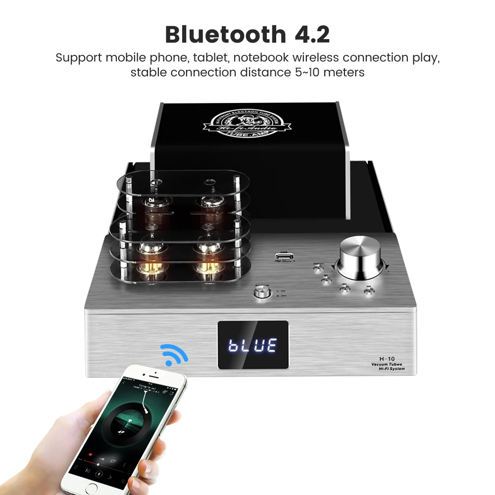 6P1 6N2 вакуумный ламповый предусилитель 80 Вт* 2 Встроенный Bluetooth 4,2 Hi-Fi цифровой аудио усилитель стерео усилитель мощности звука