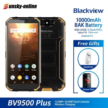 

BLACKVIEW BV9500 Plus IP68 Waterproof Smartphone 10000mAh Android 9.0 16MP 4G+64G 5.7" FHD+ Mobile Phone Grobal 4G NFC