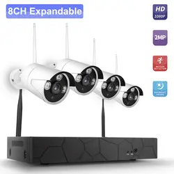 8CH NVR 4 камеры s Беспроводной NVR комплект 2MP 1080P Wi-Fi домашняя камера безопасности монитор ночного видения P2P Обнаружение движения сигнализация