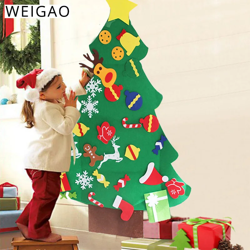 

Toddler Party Toys Felt Christmas Tree with Ornaments DIY Felt Tree Gifts Games Christmas Decoration for Home Navidad 2019 Decor