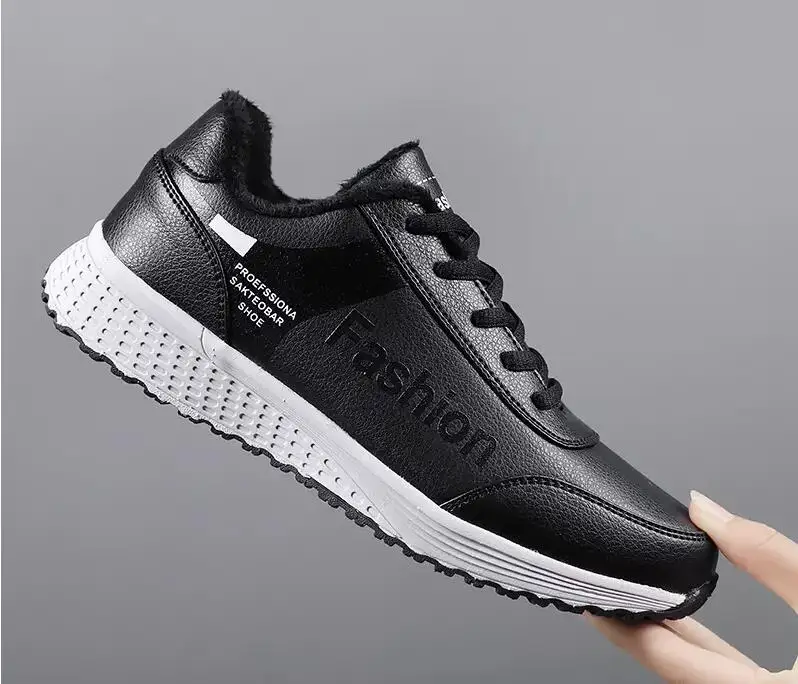Зимняя теплая женская спортивная обувь; zapatos de mujer; прогулочные сетчатые ботинки для бега на плоской подошве из искусственной кожи; женские кроссовки; коллекция года; sapato feminino - Цвет: warm