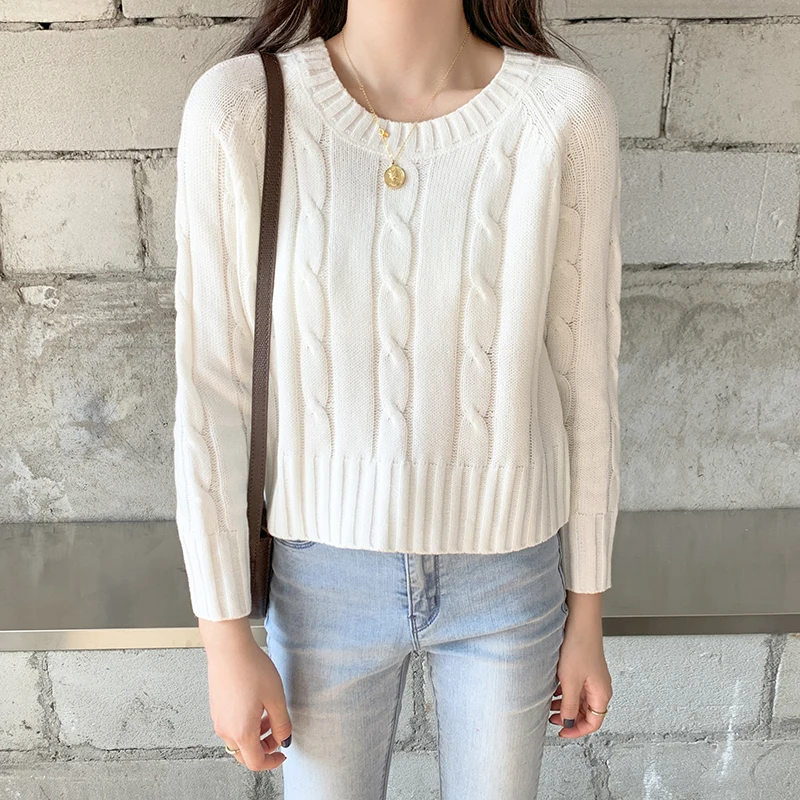 Women Sweaters Knitted Tops 2019 New Winter Casual Female Knitwear Candy Color Fashion O-Neck Woman Short Casual Pullovers   (8)