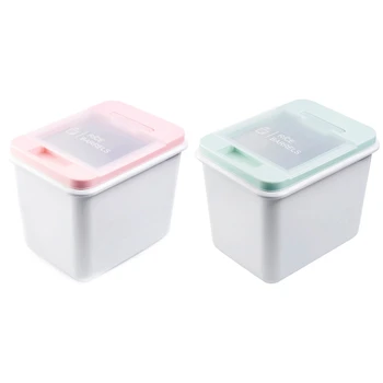 

2Pcs 10Kg Cereal Dispenser Storage Box Kitchen Food Rice Grain Container Organizer Grain Storage Cans - Pink & Green