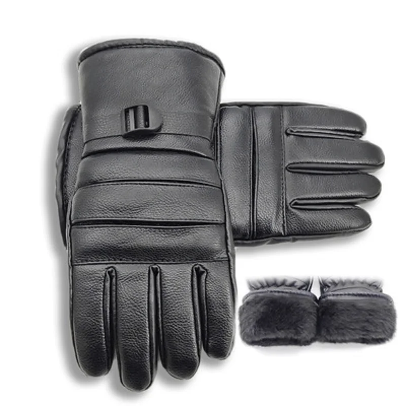 

Winter Gloves for Men Touchscreen Non-slip Palm Leather Thicken Water-proof Warm Driving Motorcycling