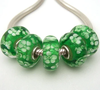 

JGWG1905 5X 100% Authenticity S925 Sterling Silver Beads Murano Glass beads Fit European Charms Bracelet diy jewelry Lampwork