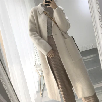 

WICCON New 2020 Autumn Winter Women Jackets Warm Korean Style Office Lady Elegant Long Coat Outerwear Wool Blends