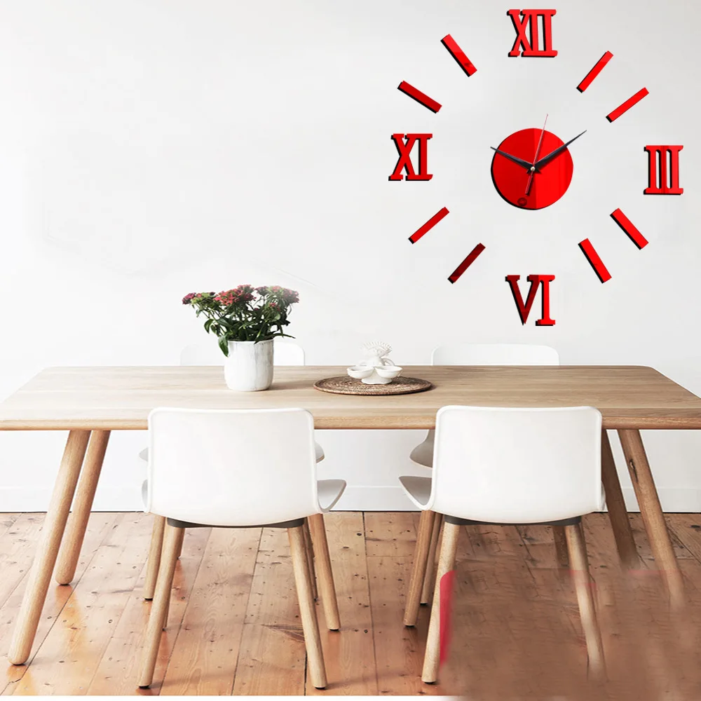 3D Wall Clock Acrylic Mirror Wall Stickers Modern DIY Wall Clocks Home Decor Living Room Quartz Needle reloj de pared 2020 NEW 28