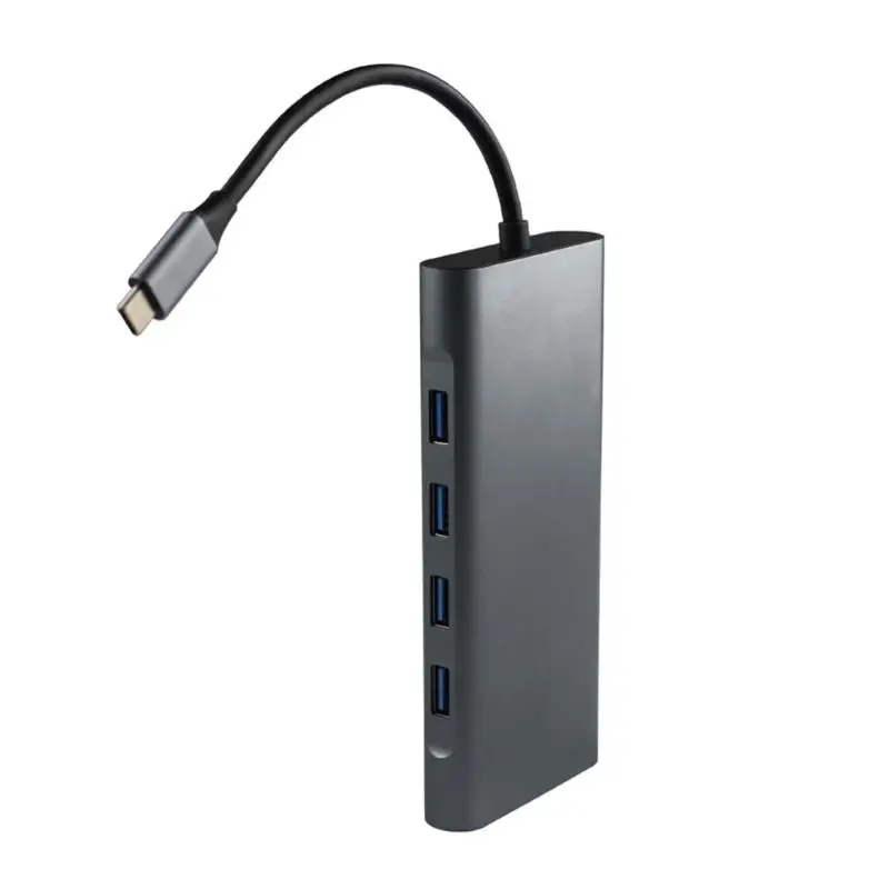 11 в 1 Тип C концентратор Портативный кабель-Переходник USB C на 2xhdmi+ VGA+ 4xUSB3. 0+ RJ45+ PD+ TF карт ридер адаптер USB хаб для портативных компьютеров