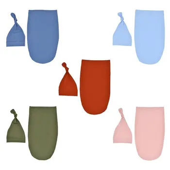 

2 Pcs/set Nordic Simple Style Baby Newborn Cotton Sleeping Bag Knotted Cap Set