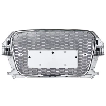 

Honeycomb Pure Silvery Hood Grille Racing Grilles For Audi Q3 2013 2014 2015 Upgrade Audi RSQ3 Front Grille