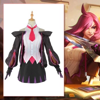 

[STOCK] Game LOL Katarina Battle Academia Prestige Uniform Full Set Cosplay Costume Women Halloween Free Shipping 2020 New