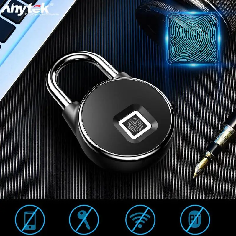 Anytek P22 Умный Замок без ключа с отпечатком пальца USB Перезаряжаемый IP65 Водонепроницаемый Противоугонный замок для безопасности двери левый Потяните