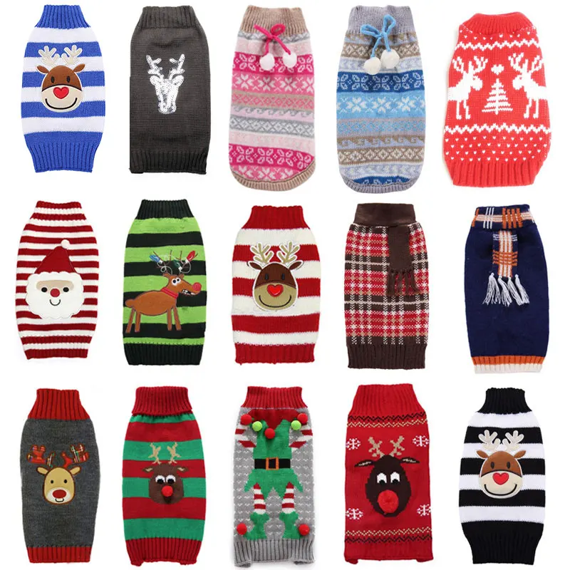 

Pet Dog Christmas Sweaters Reindeer Dog Knitwear Pet Cat Xmas Snowman Pullover Sweater For Small Large Dogs Hoodie XXS-XXL