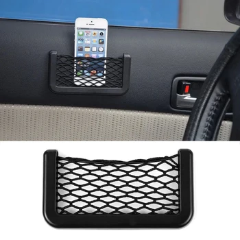 

1pcs Car Organizer Storage Bag Auto Paste Net Pocket Phone Holder for Renault koleos duster megane 2 logan clio car Accessories