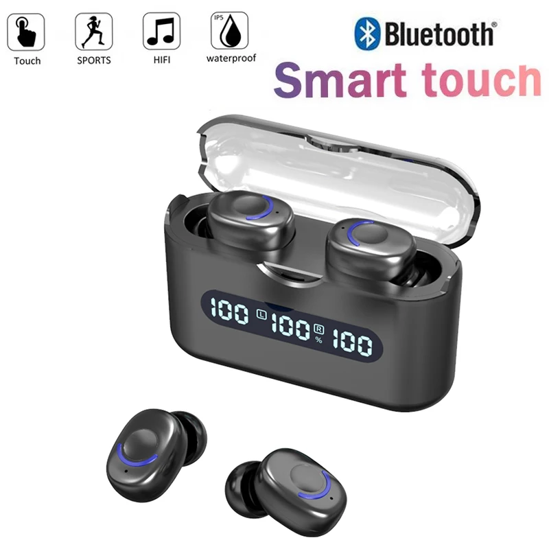 Wireless 9D Stereo Sports Earphone 2200Mah Charging Box Earbuds Bluetooth-compatible 5.2 Waterproof Headphones With Microphone |