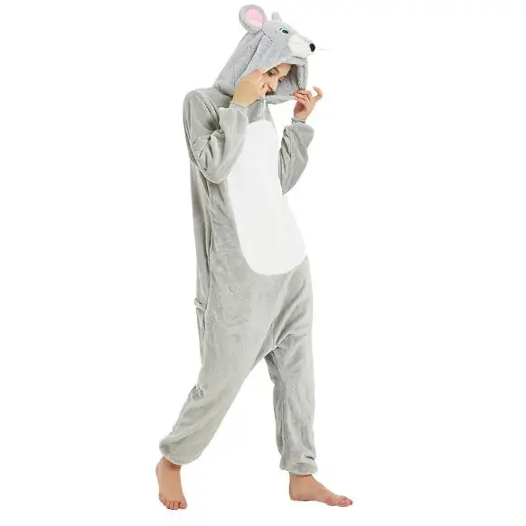 Новинка фланелевые кигуруми Комбинезоны для взрослых с рисунком мыши пижама