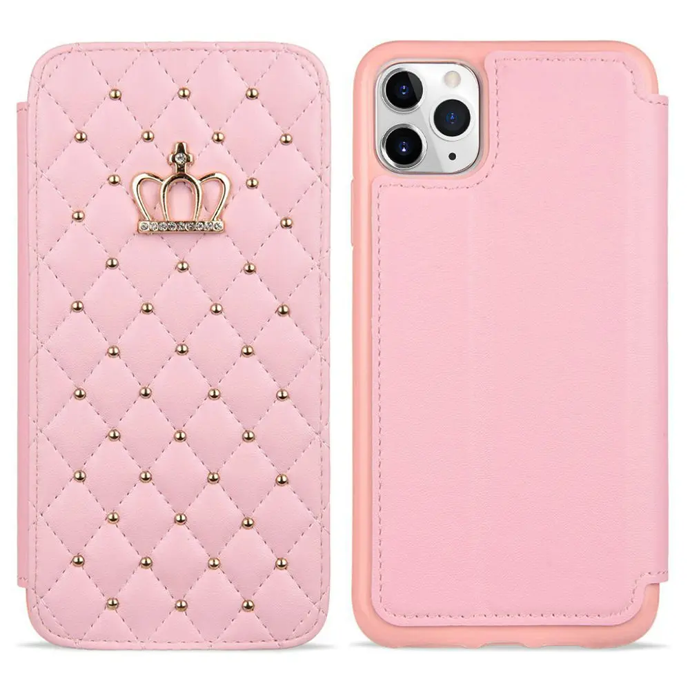 LLZ.COQUE из искусственной кожи флип-чехол для Iphone 11 Pro X XS Xr Max 5 5S SE 6 6S 7 8 PLUS Тонкий Ультратонкий защитный чехол-Бумажник для телефона - Цвет: pink