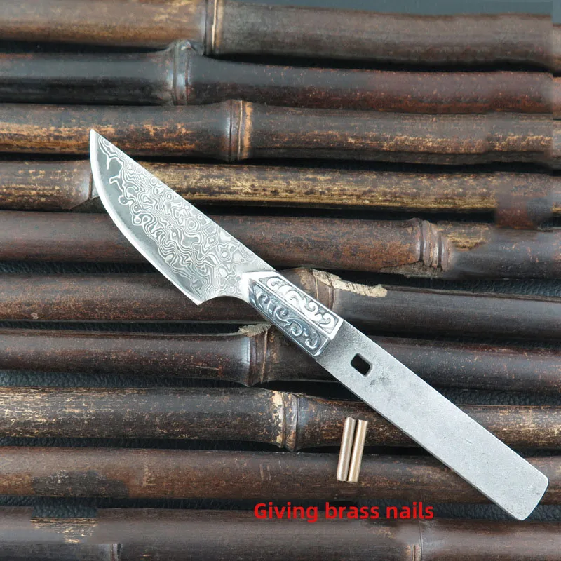 Swayboo DIY Damascus Steel 67 Layer VB67A Tea Needle straight knife bille blade semi-finished knife diy Self-defense survival