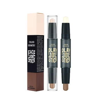 

Double-ended 2 in 1 Stick Face Highlighter Pen Makeup Creamy Hide Blemish Bronzer Concealer Face Primer.w