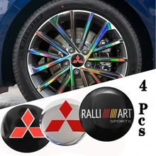 4x 56mm RALLIART Sports Wheel Center Cap Badge Hub Cover For Mitsubishi cars