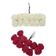 288 шт 2 см ПЭ розовый пенопласт мини букет цветов сплошной цвет/свадебные украшения, 144 шт молочно-белый и 144 шт винно-красный