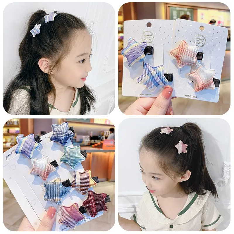 

2 Pcs/set Cute Children's Series Gingham Hairpins Children's Cute Hairpins Do Not Hurt Hair Safety Accessories Girl Headdress