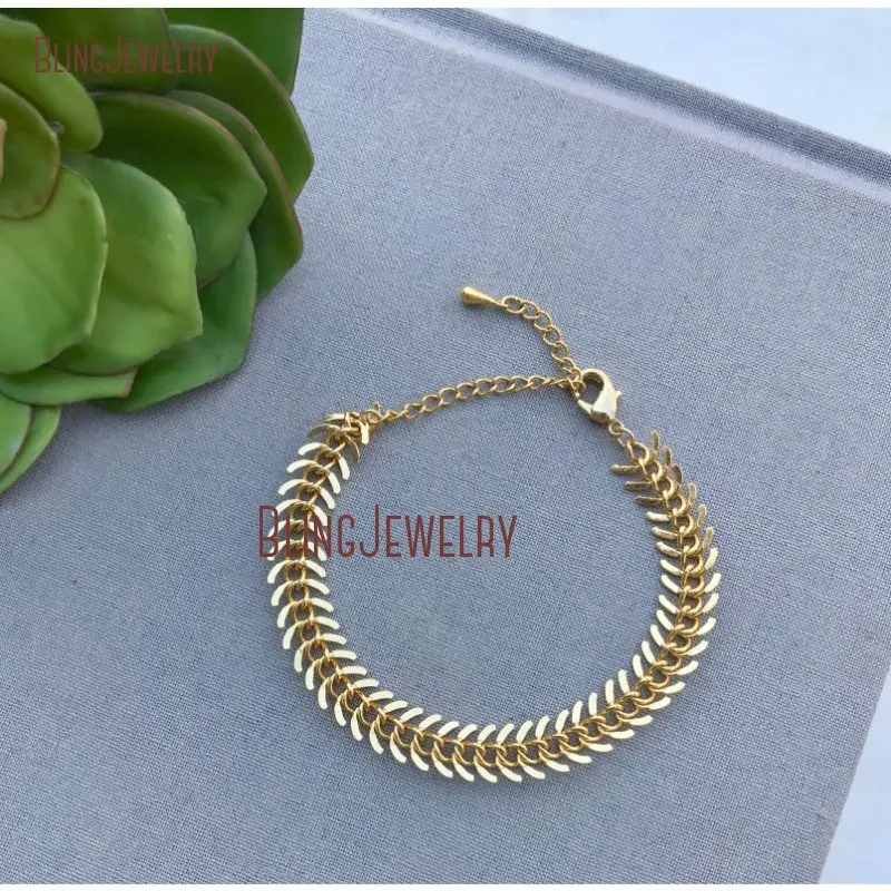 20190801-BM14719-gold fishbone bracelet fish bone arrow bracelet cuff chevron chain bracelet boho bohemian bracelet gift for her layering gold spike bracelet_3