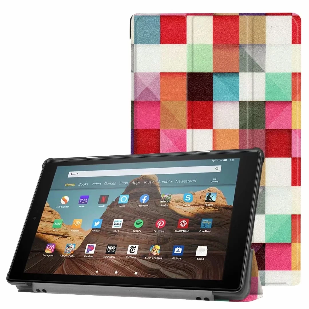 Чехол для Amazon Kindle Fire HD 10 чехол для планшета для Amazon Kindle Fire HD 10 смарт-Флип кожаный чехол-подставка+ стилус - Цвет: Magic cube