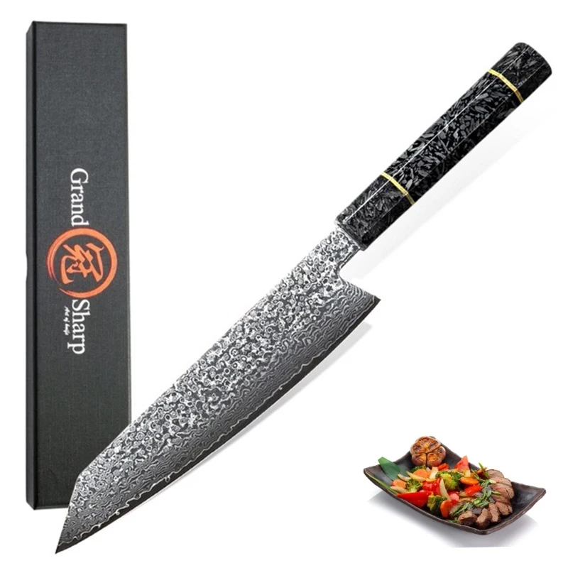 GRANDSHARP дамасский нож шеф-повара японский нож Kiritsuke vg10 японский дамасский из нержавеющей стали светящиеся ручки инструменты для приготовления пищи подарок