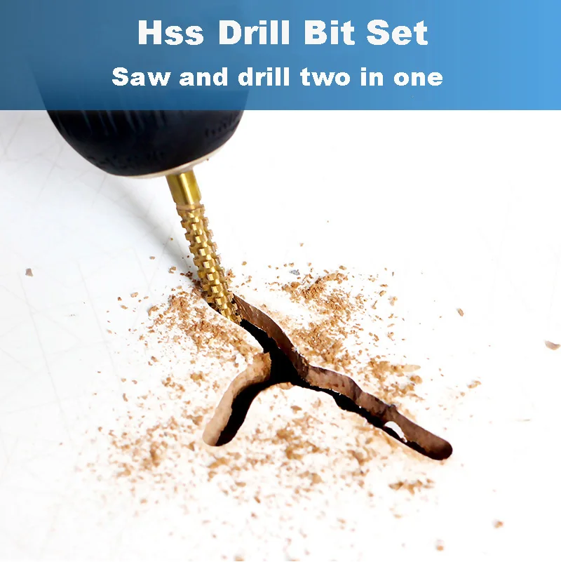 Drill Bit Set 6pcs/bag High Speed Stee Woodworking Tools Wood Punching Slotting Sets Of Hand Tools Multi Function Metal Drills