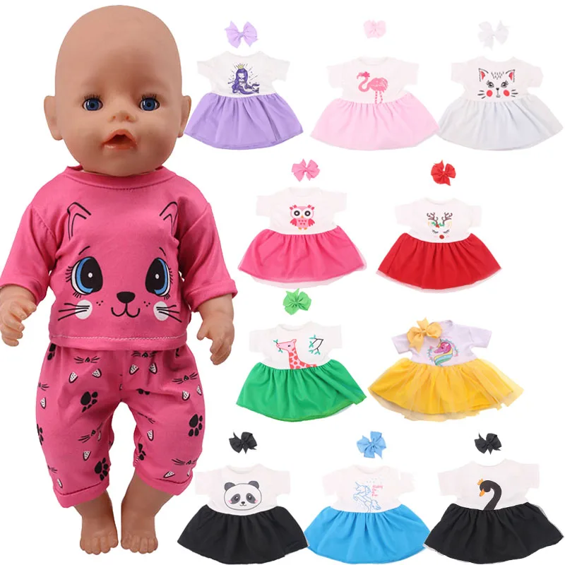 Doll Skirt Animals Designs 2 Pcs/Set Head Accessories+Dress For 18 Inch American&amp43 Cm Baby Generation Girls Christmas Gift | Игрушки и