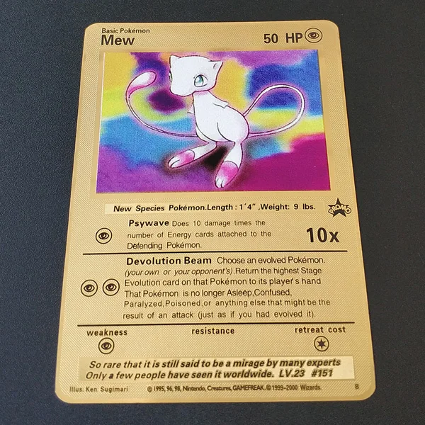 Pokemon Cards, золото, металл, GX, EX Card, Чаризард, Пикачу, PTCG, битва, коллекция карт, фигурка, модель, детская игрушка, подарок - Цвет: MEW