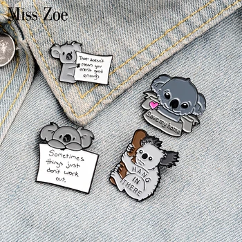 

Save my home Enamel Pin Custom Cartoon Koala Bear Tips Brooches Badge for Bag Lapel Pin Buckle Animal Jewelry Gift for Friend