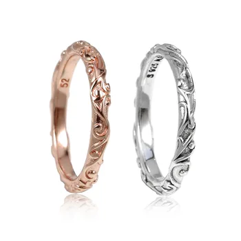 

New S925 Silver Jewelry Silver Pattern Retro Ring Wedding Ring Romantic Couple Ring