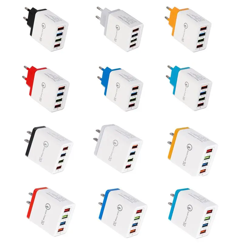 4 порта USB зарядное устройство Быстрая зарядка портативное прочное дорожное настенное зарядное устройство ЕС США Стандартный адаптер питания