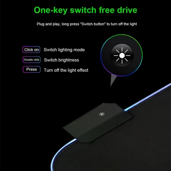 

Extended Rubber Base Gaming USB Powered Glowing Home Office Internet Cafe Non Slip Soft RGB Colorful Mouse Pad Easy Clean