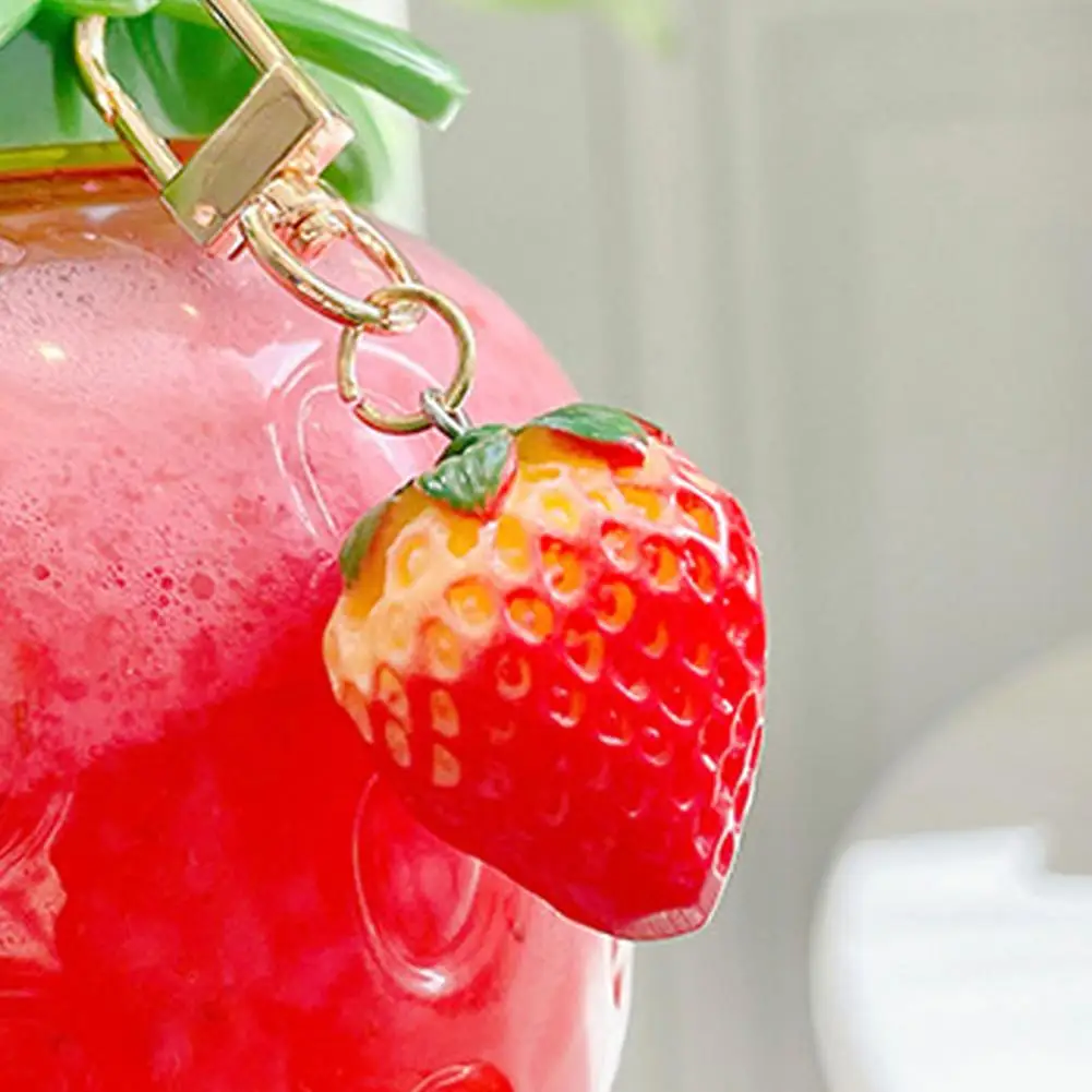 Strawberries Straw Cup Plastic Cup Lovely Girl Tea Milk Student Portable Water Summer Water Bottle with Straw