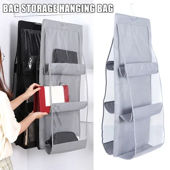 

Storage Bag Hanging Dustproof Closet Organizer Transparent 6 Pockets for Home UD88