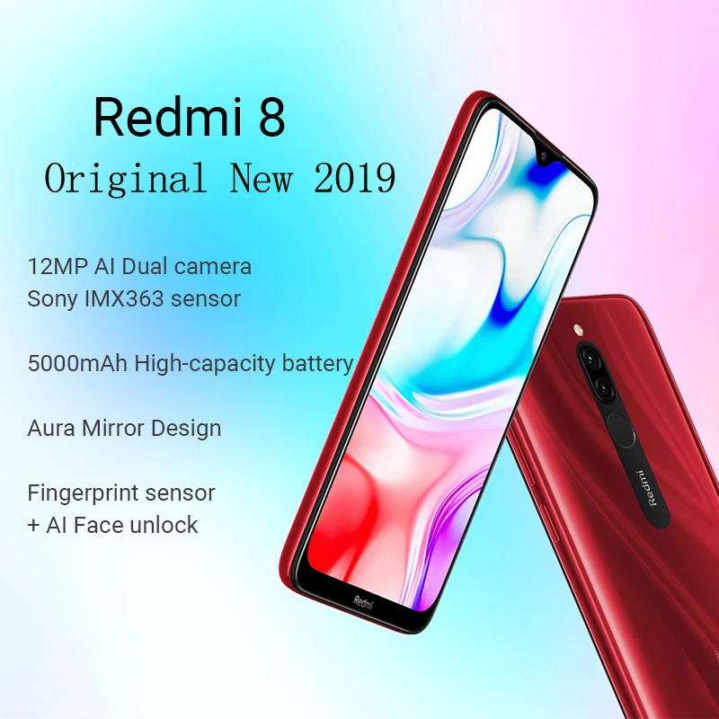 Оригинальная глобальная версия Xiaomi Redmi 8, 3 Гб ОЗУ, 32 Гб ПЗУ, 6,21 дюйма, мобильный телефон Snapdragon 439, четыре ядра, 12 МП, двойная камера, 5000 мАч