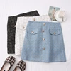 Tweed Skirts for Women Solid High Waist Slimming Skirts Autumn Spring 2022 Buttons Double Breasted Tweed Wool Mini Skirt ► Photo 2/6