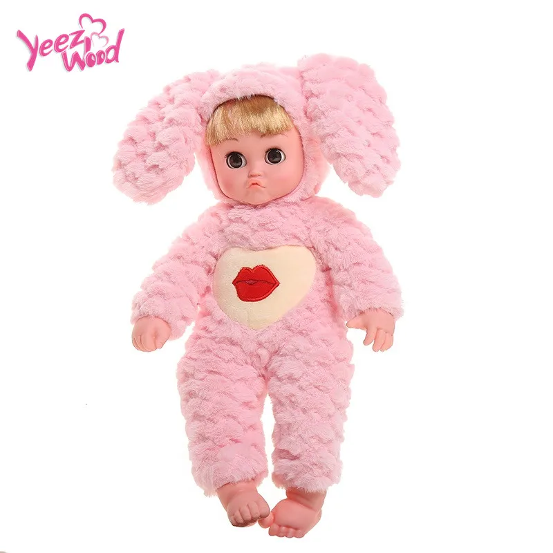2019 New soft plush Rainbow Rabbit baby doll simulation silicone doll interactive toy for children with 3 popular musics